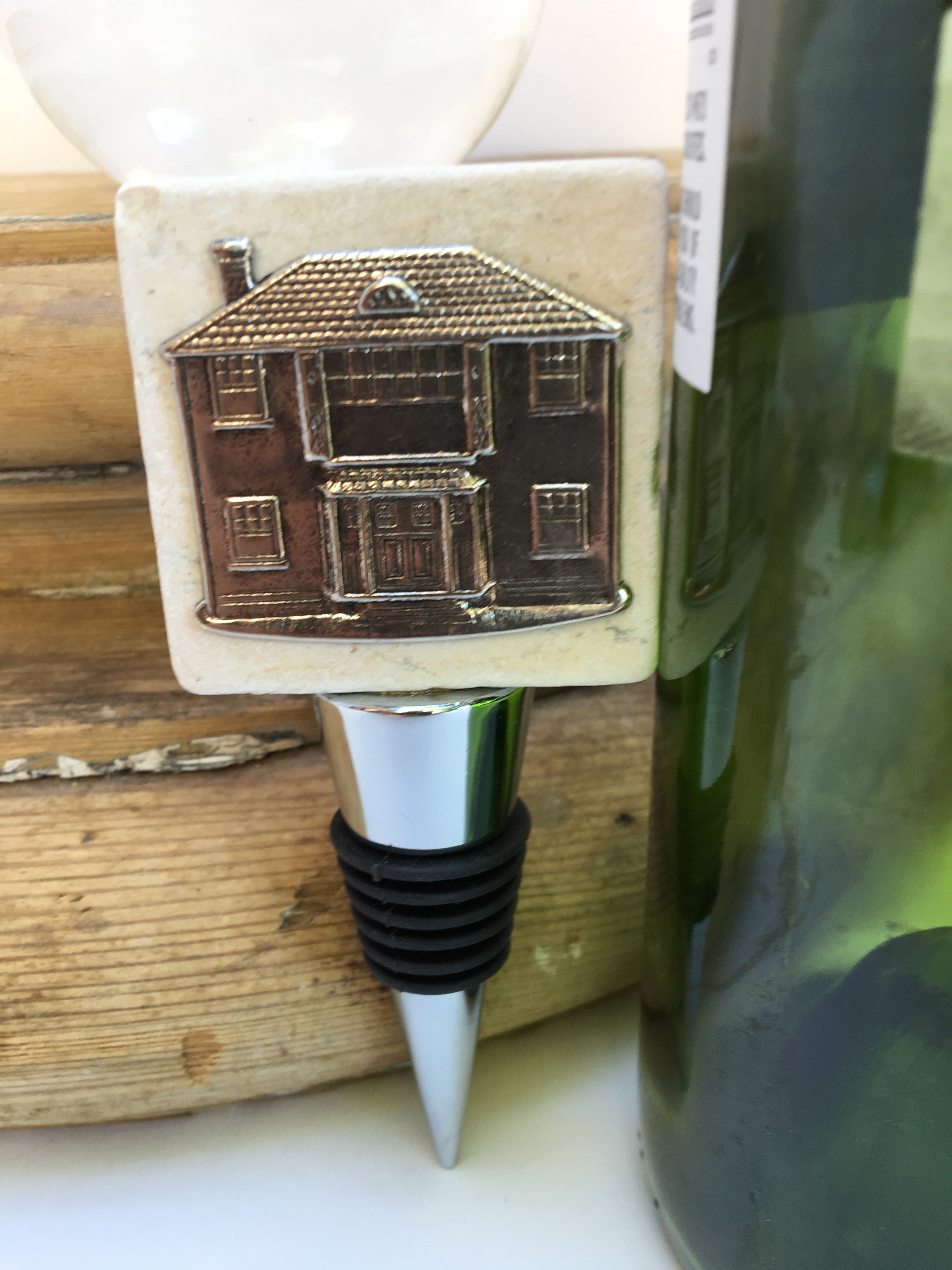 Marble Bottle Stopper,  Silver Realtor Theme, Realtor Gift