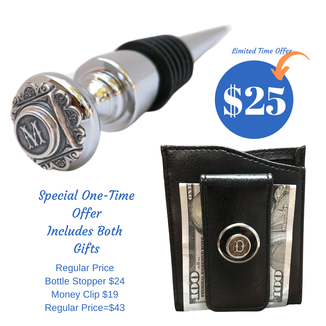 Special offer for Initial bottle stopper and initial money clip