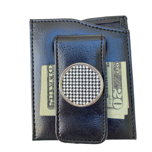 Houndstooth Faux Leather Money Clip