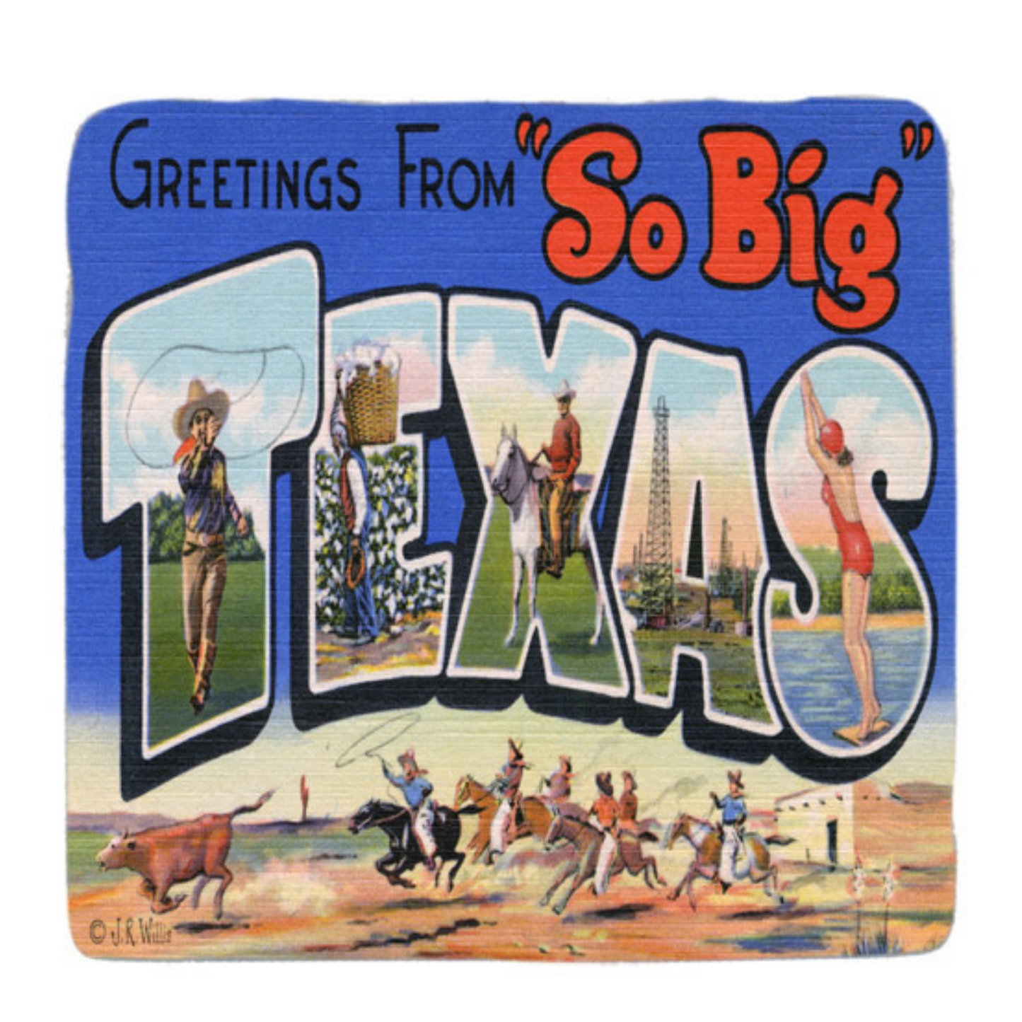 Marble Coaster, Texas Vintage Postcard Art