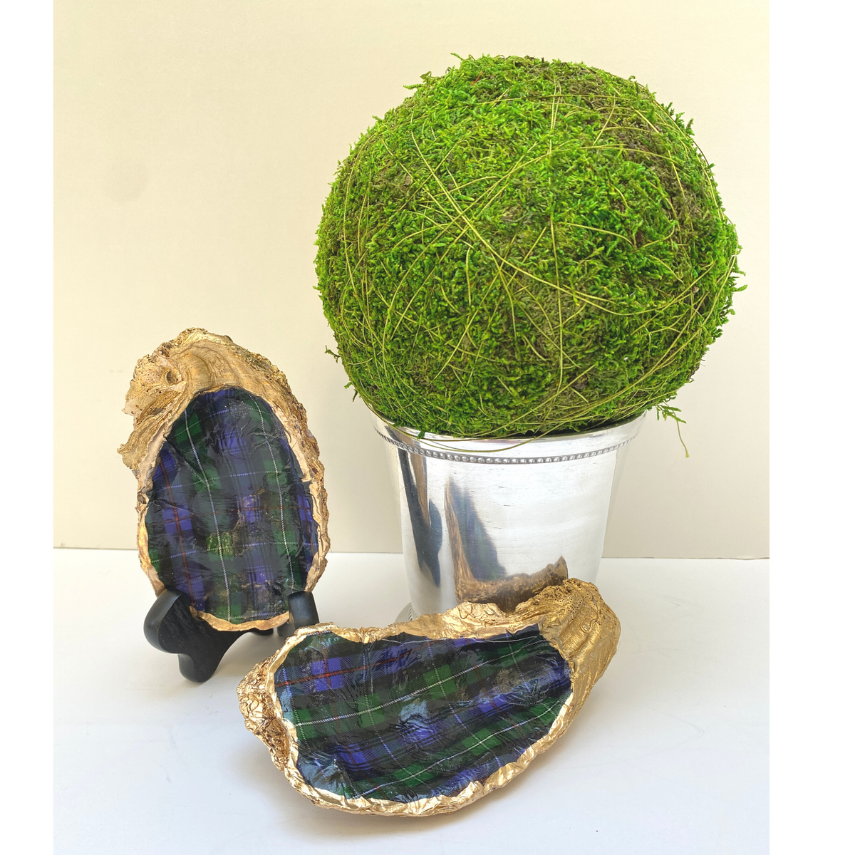 Oyster Shell Art Blue MacKenzie Plaid