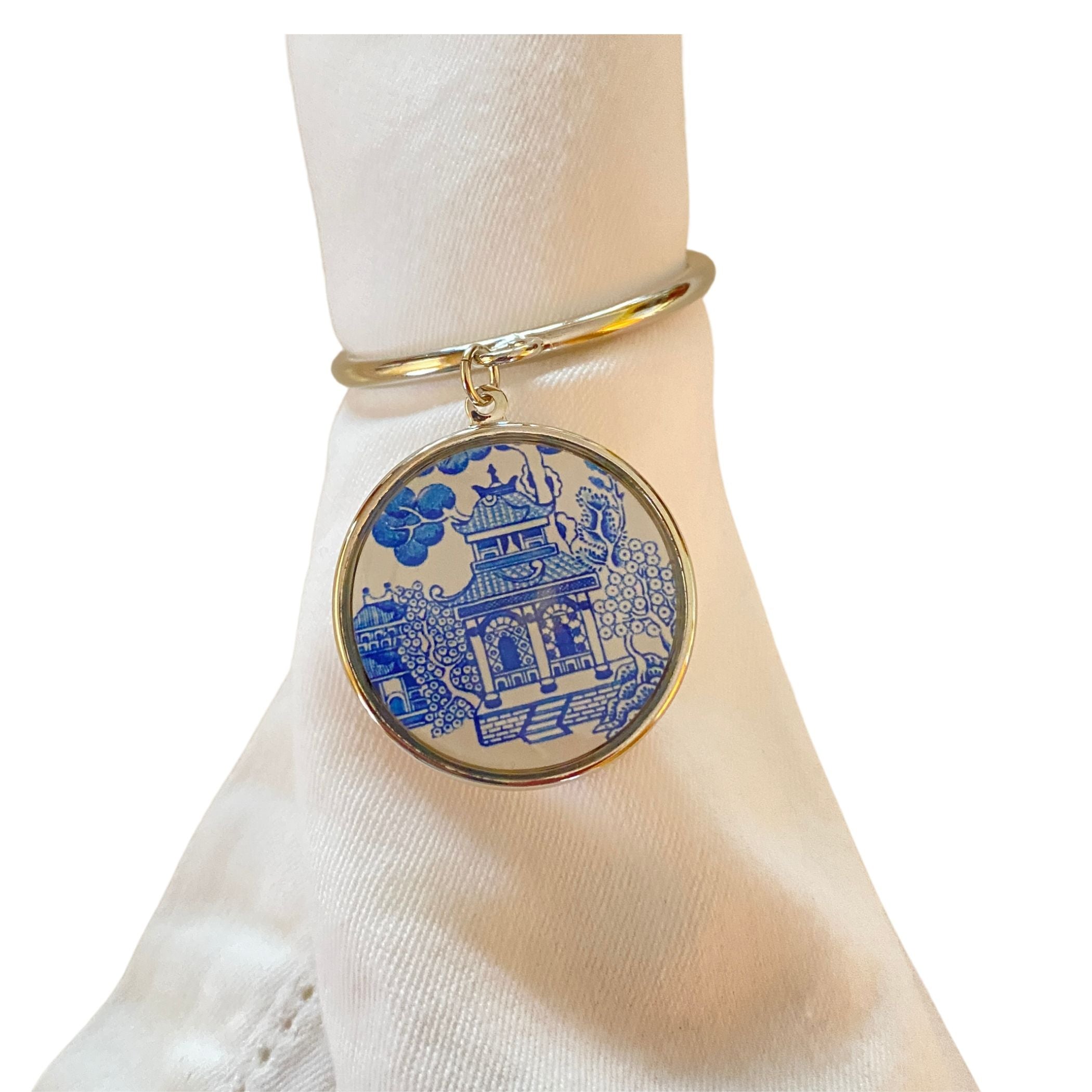 Napkin Rings Set of 4 Blue Chinoiserie