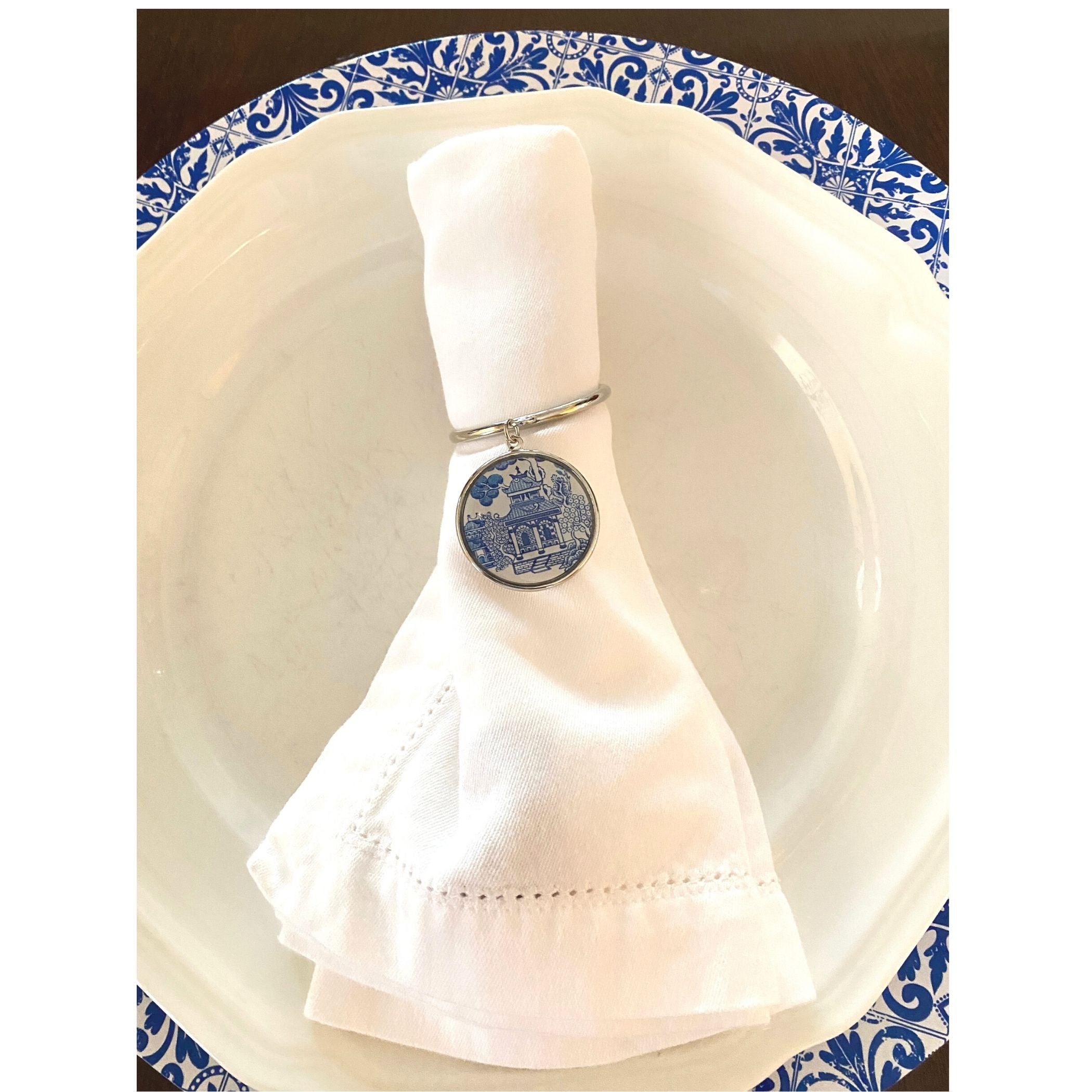 Napkin Rings Set of 4 Blue Chinoiserie