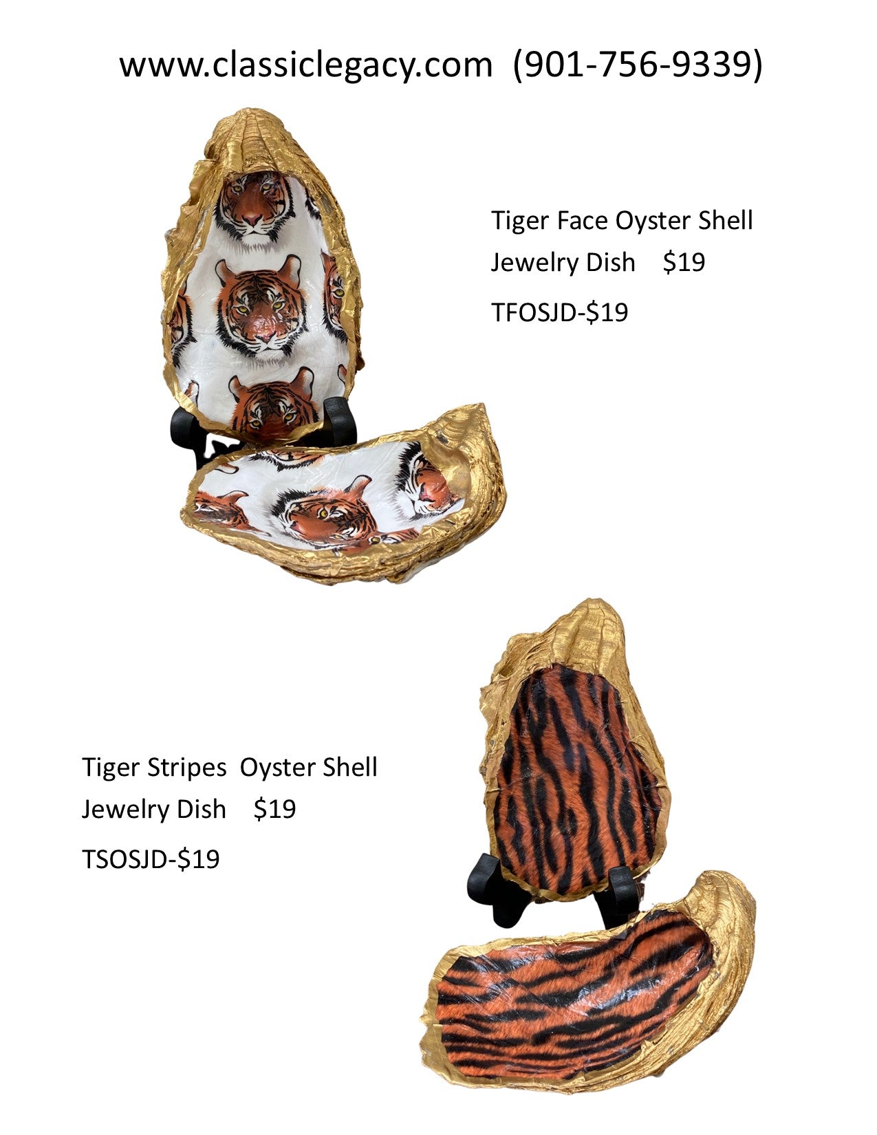 Tiger Face Oyster Shell Art | Tiger Home Decor | Tiger Football Fan Gift