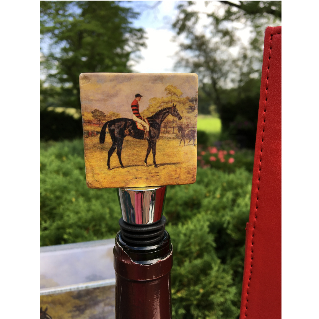 Marble Bottle Stopper, Vintage Race Horse Art, Gift Racehorse Fan