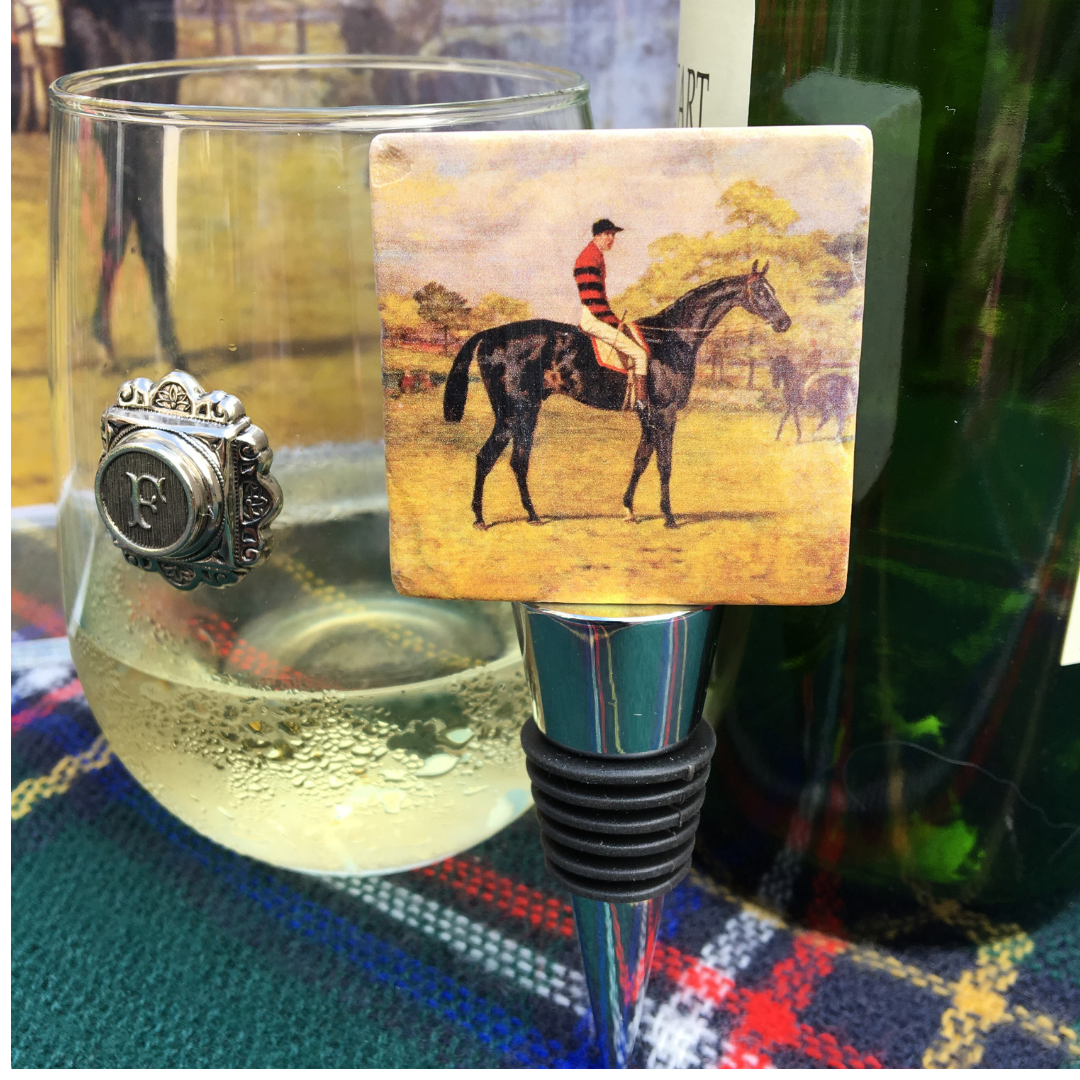 Marble Bottle Stopper, Vintage Race Horse Art, Gift Racehorse Fan