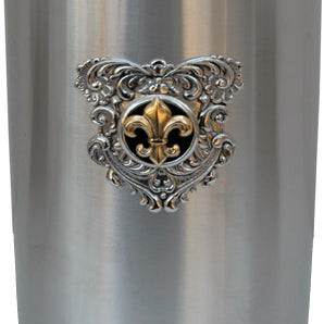 Beverage Cooler,  Silver Medallion Black Gold Fleur de Lis