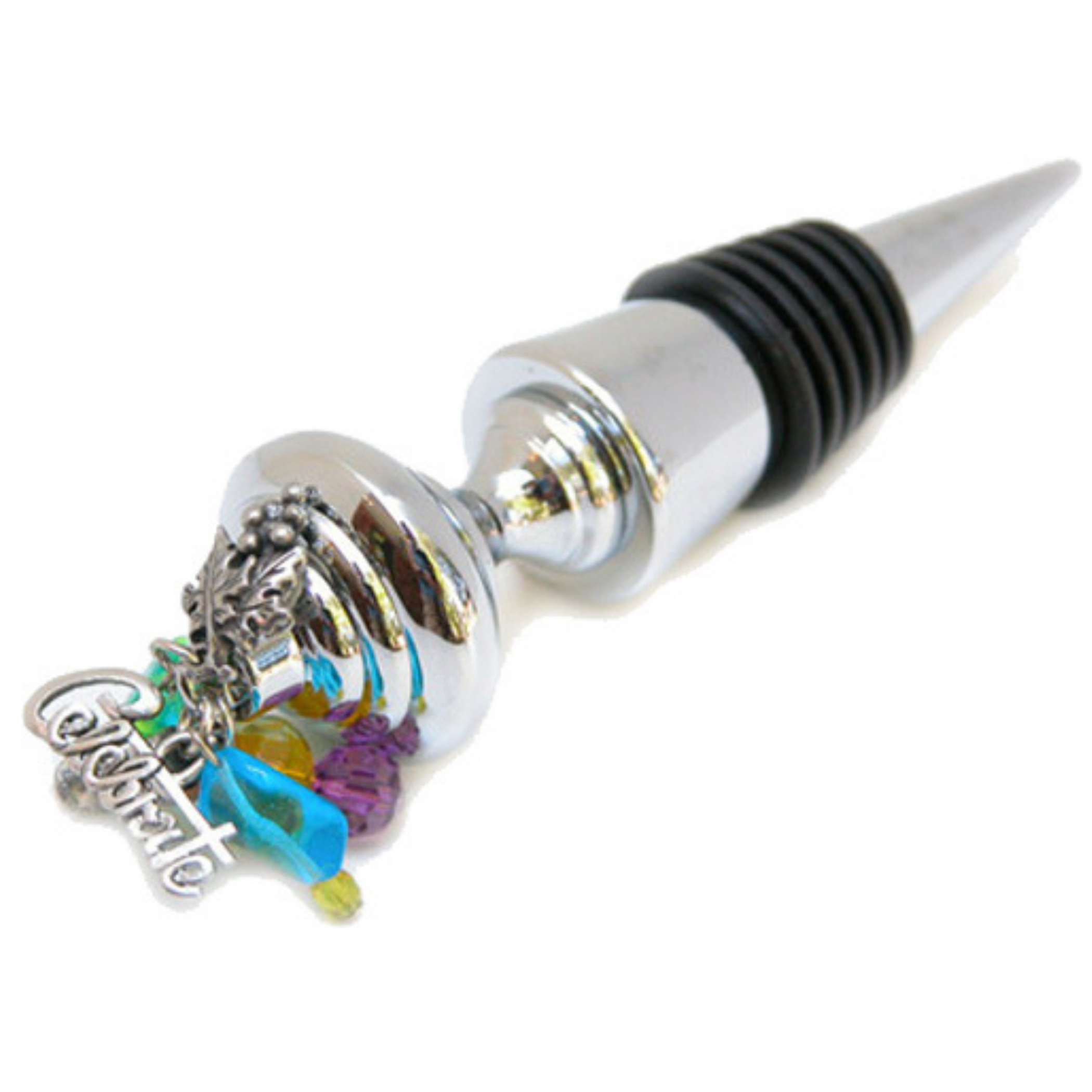 Bottle Stopper with Charms and Beads and Celebrate Charm