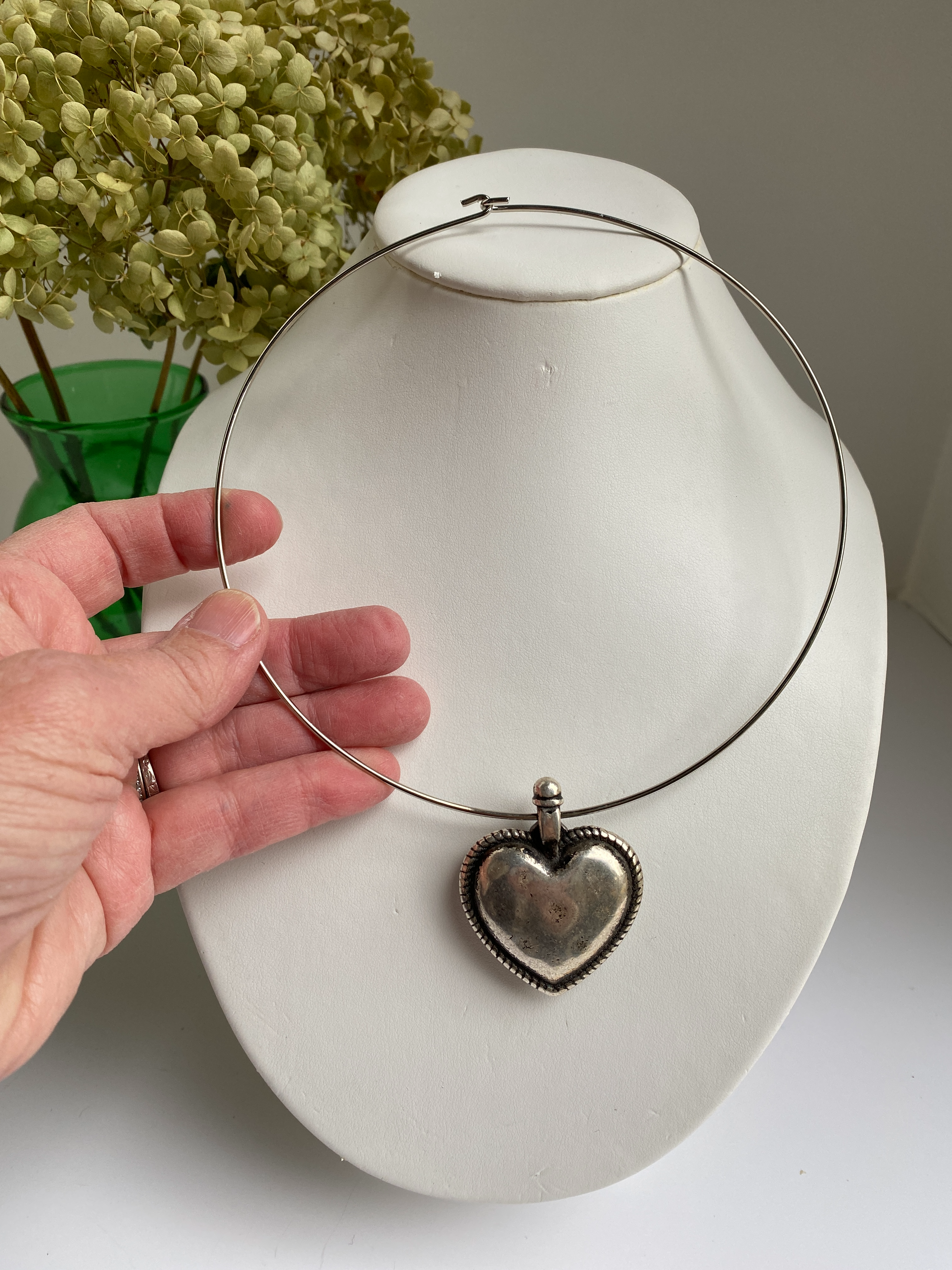 Necklace, Neck-wire, Silver, Heart Pendant, Valentine Gift