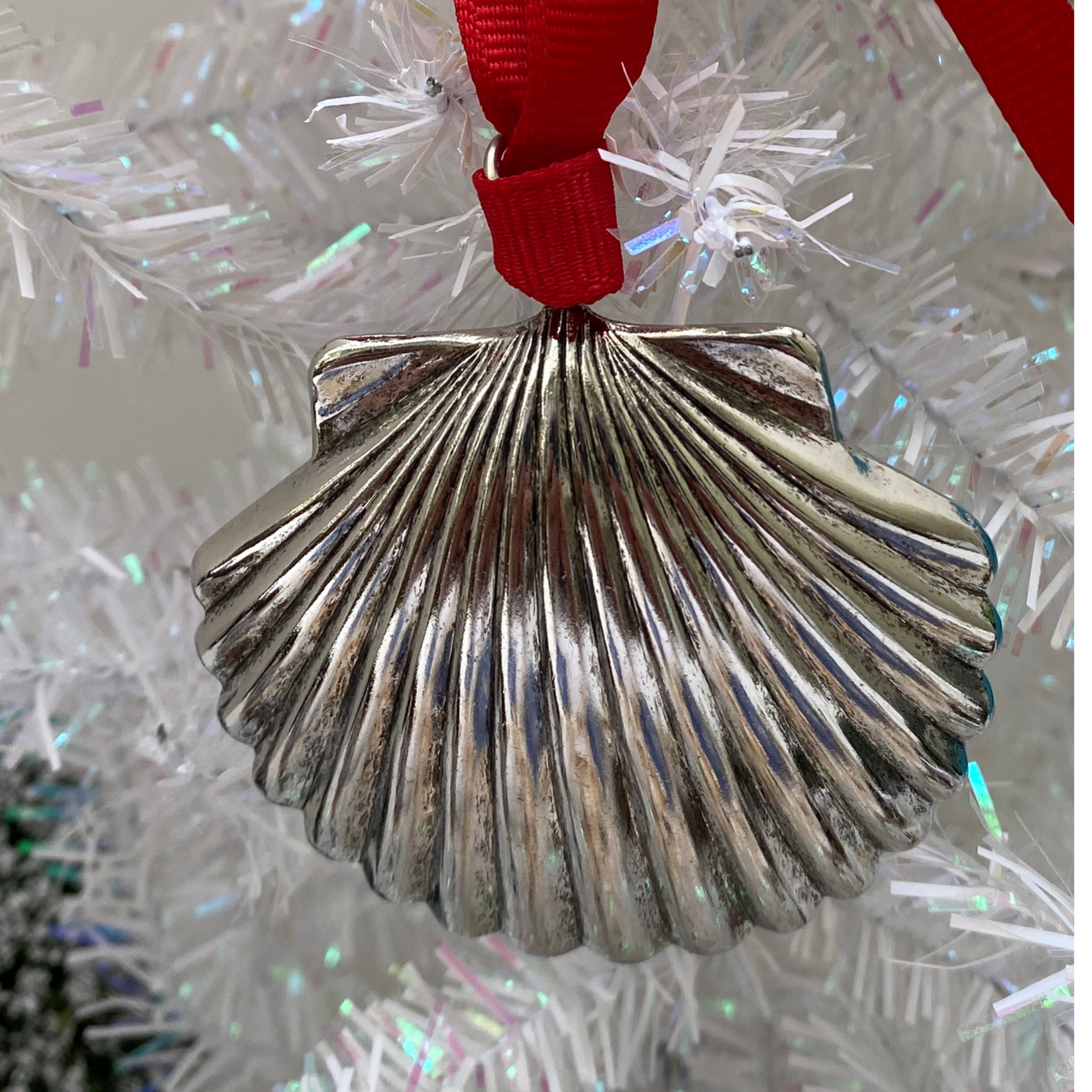 Silver Seashell Christmas Ornament